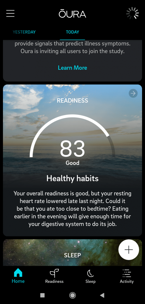 Oura Ring Mobile App Summary